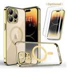Husa Magneti Marble Clear + Folie Sticla Iphone 14/15/16E/PRO/MAX/PLUS