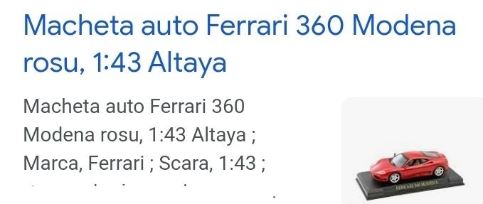 Machetă metalică FERRARI 360 Modena. DE COLECȚIE