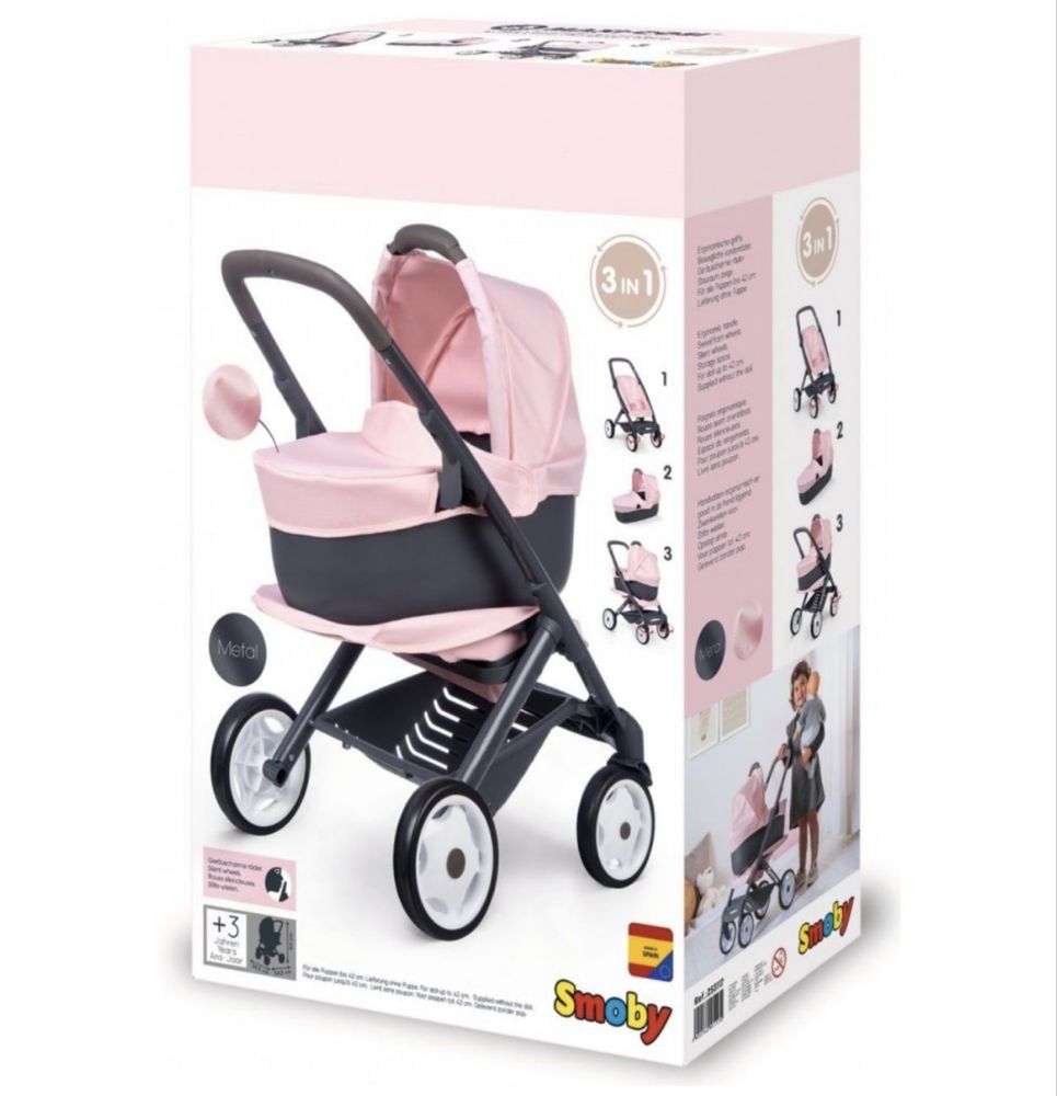 Количка за кукли 3 в 1 Smoby - Maxi Cosi Quinny, светлорозова