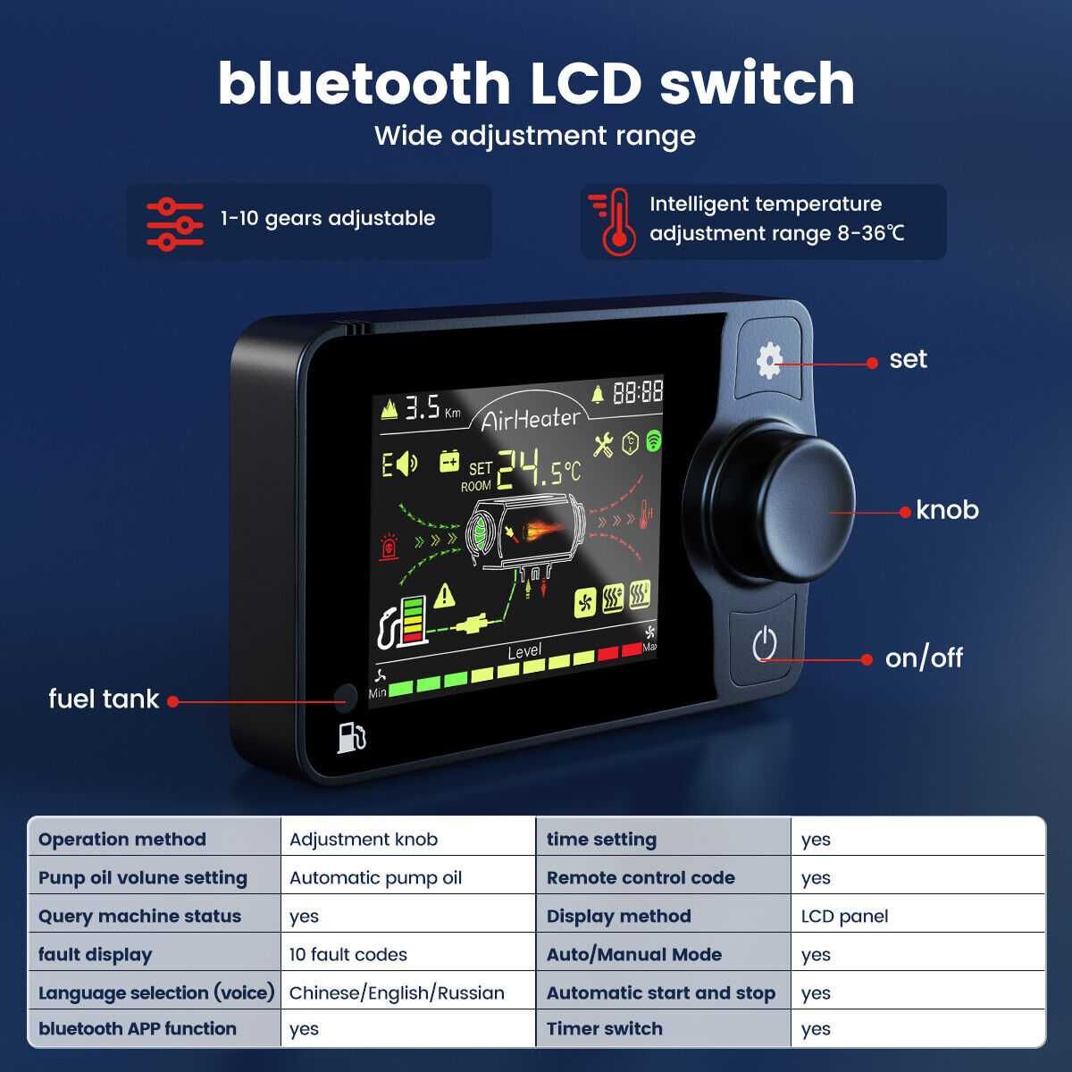 Мобилна суха дизелова печка 5KW Bluetooth