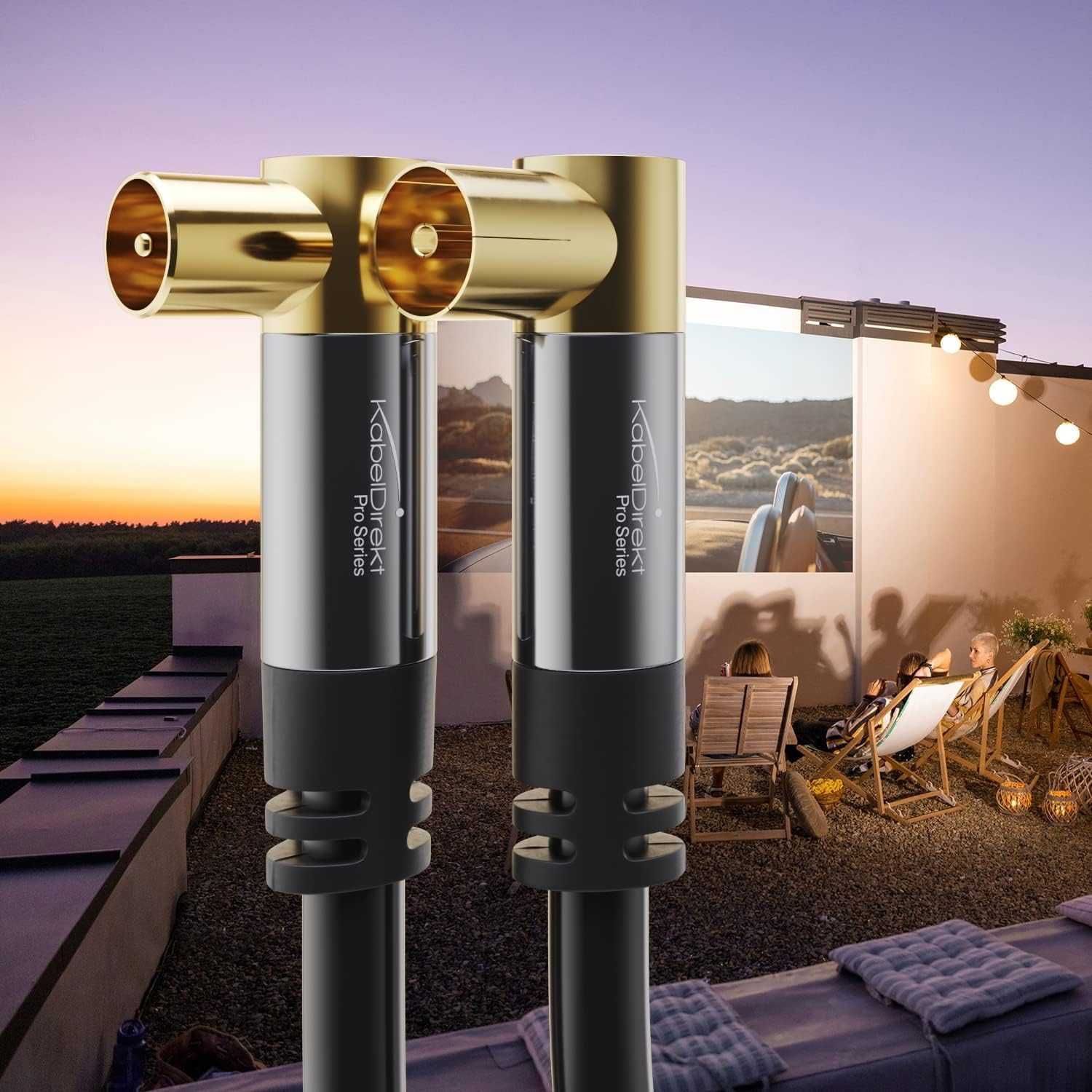 CableDirect – 2x 4K Коаксиален кабел, TV кабел 90° ъглови