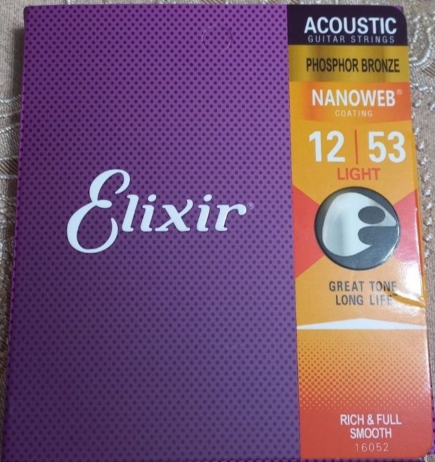 Струны Elixir новые 12/53 для акустической гитары