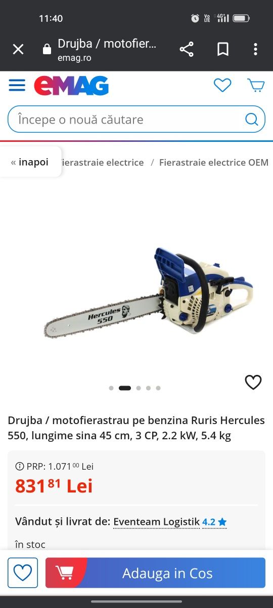 drujba ruris hercules 550 folosit un sezon