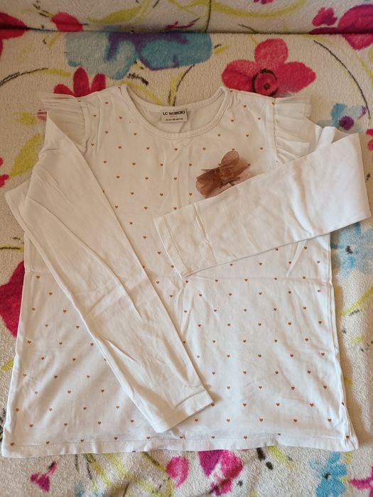 Bluză albă  polo 13-14 ani LCW Girl și bluză bumbac