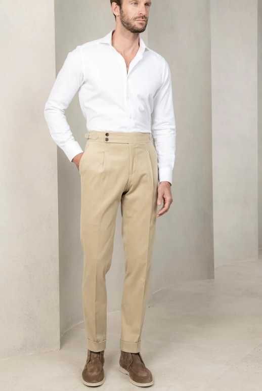 Pantaloni slim L  S premium NOA K Italy NOI in si bumbac bej