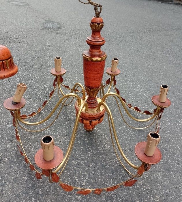 Elegant candelabru din lemn și fier forjat,piesa deosebita ,stare exce