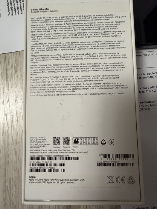 Iphone 15 pro max blue titanium 1 TB factura garantie casco