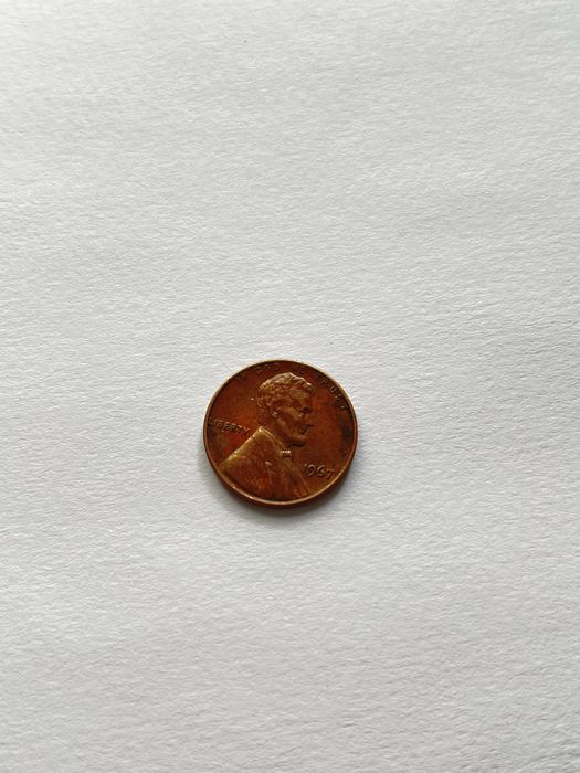 1967 yilgi asl AQSh 1 cent tangasi.