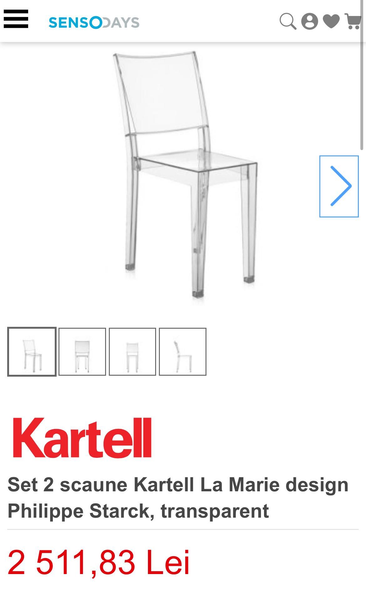 2x Kartell La Marie/ Philippe Starck transparent set 2 scaune ghost