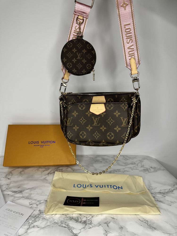 Geanta Louis Vuitton multi pochette 3 piese+cutie piele canvas 100%