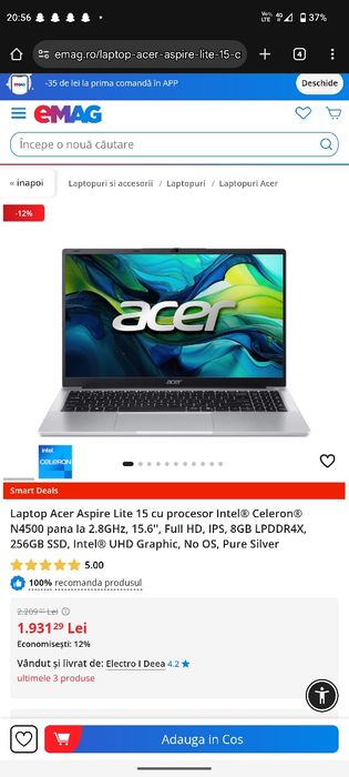 Vand Laptop Acer aspire lite 15