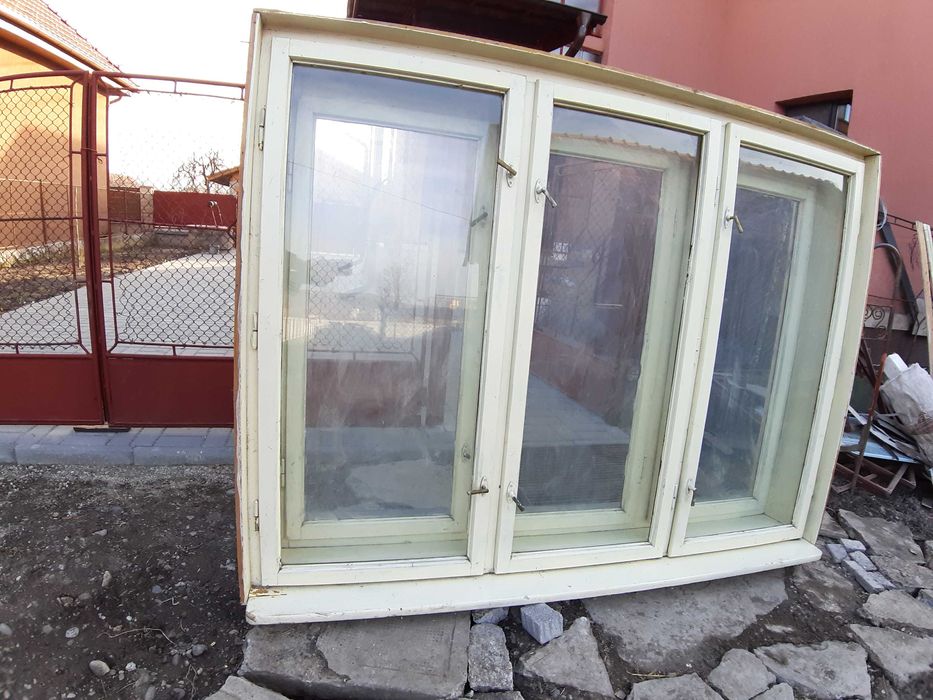 Usa de interior din lemn 1x2 m-1 bucata, Geam 3 canate, Caramida veche