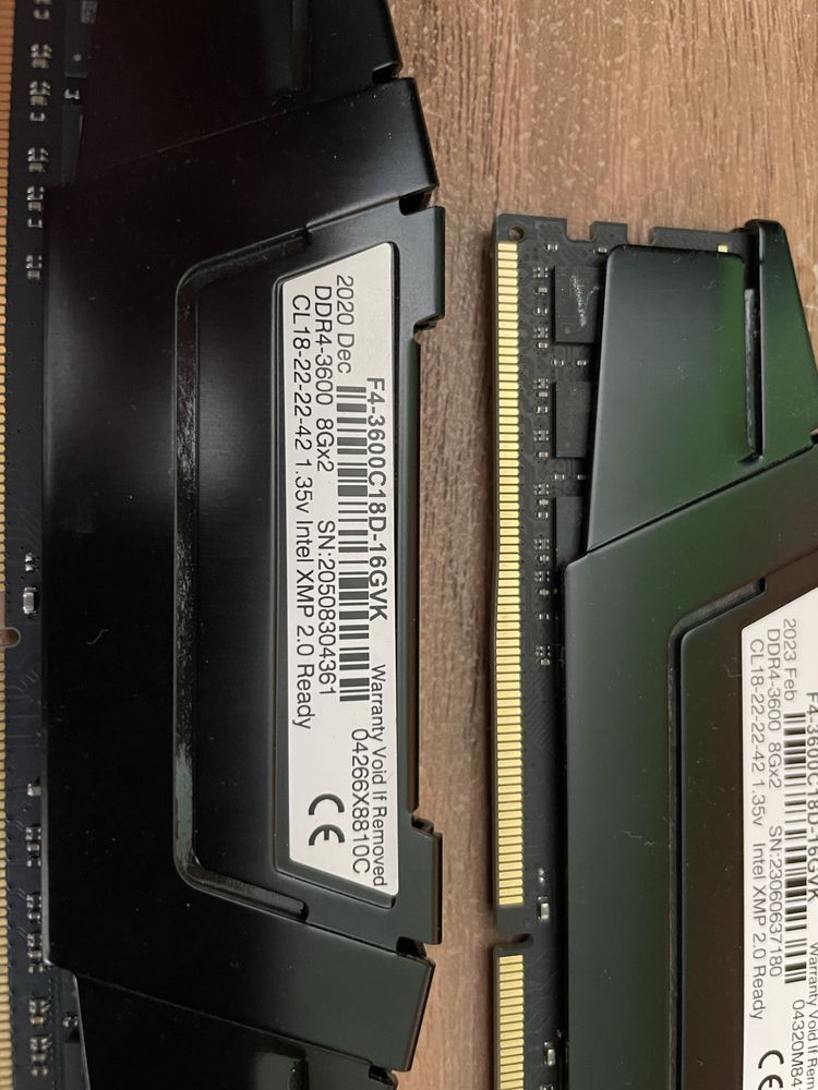 RAM DDR4 32GB (4x8 gb). 3600 hz