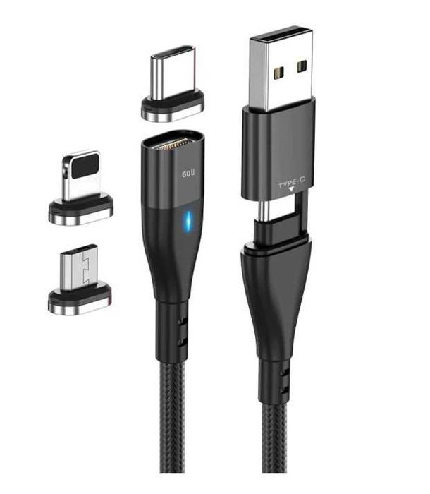 Cablu 6 in 1 Timebox Magnetic, Fast Charge 60W, QC 3.0, 1 m