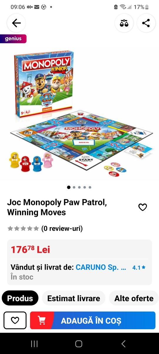 Monopoly Junior Paw Patrol, Hasbro,  nou, sigilat