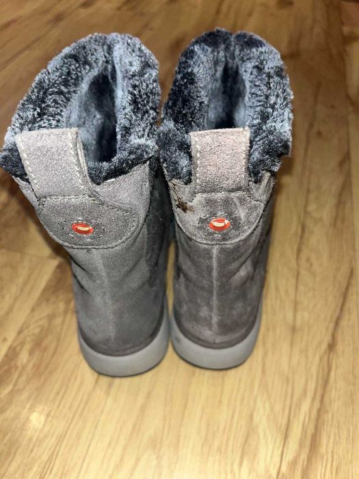 Clark's кожени ботушки сиви с вълна подметка-платформа