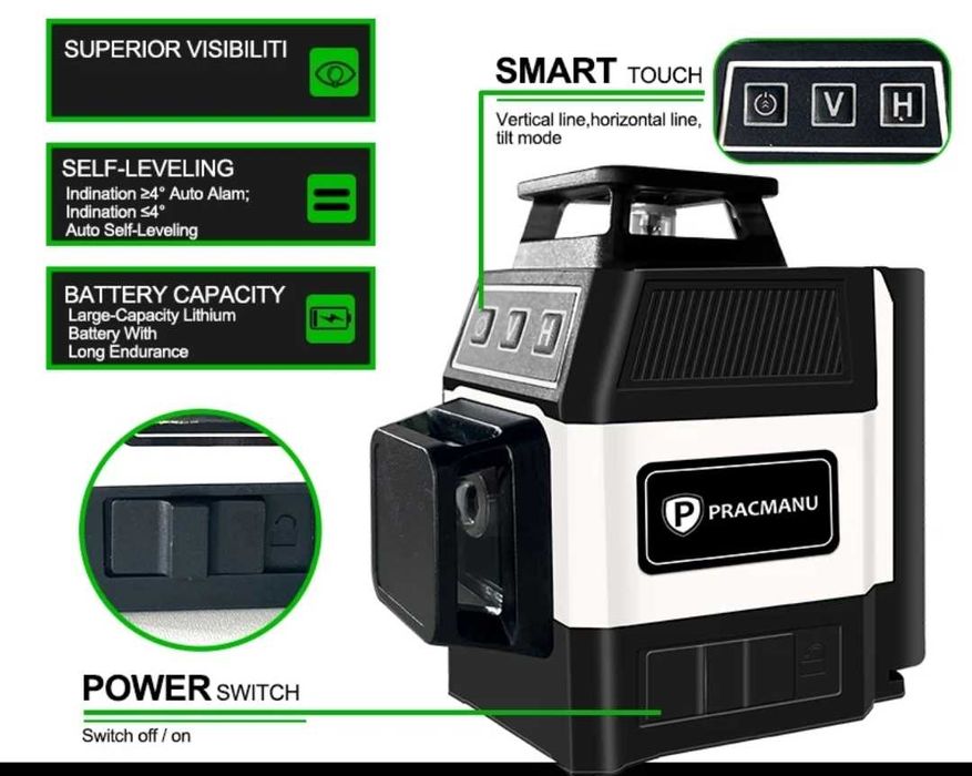 Nivela laser cu acumulator portabila