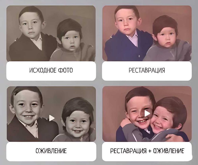 Оживление старых фотографий онлайн. Фото анимация нейросеть ИИ фото