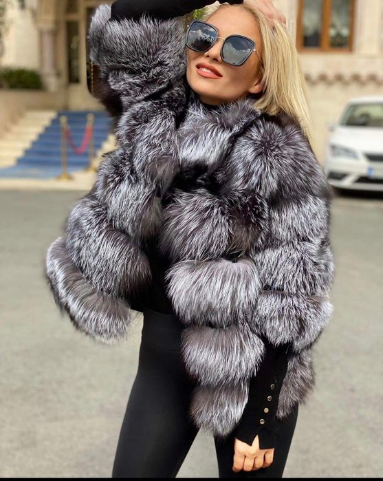 Blana naturala de vulpe argintie