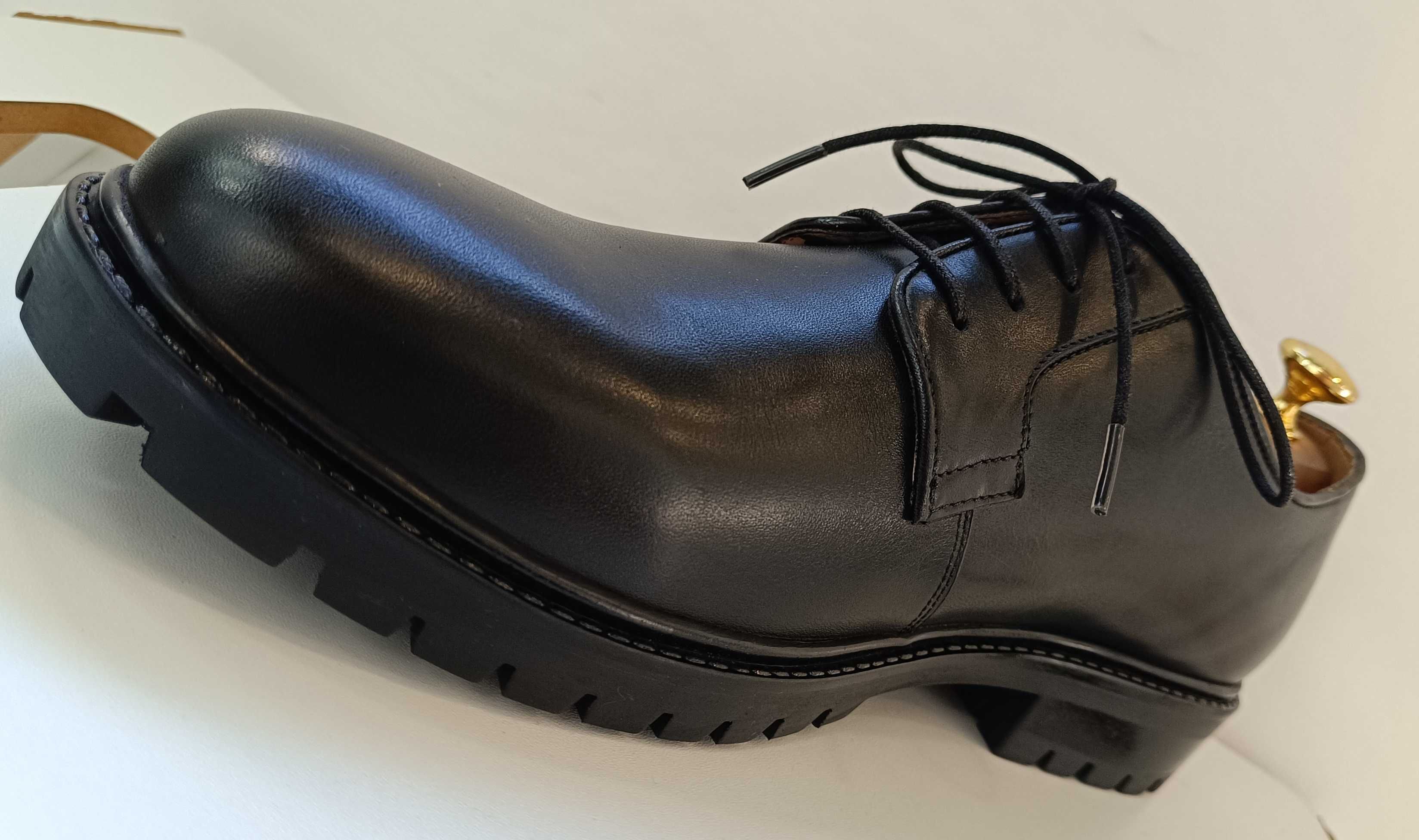 Pantofi derby 44 plain toe premiumTeddy Clark NOI piele naturala