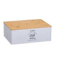 Кутия за съхранение на храна, метална с дървен капак