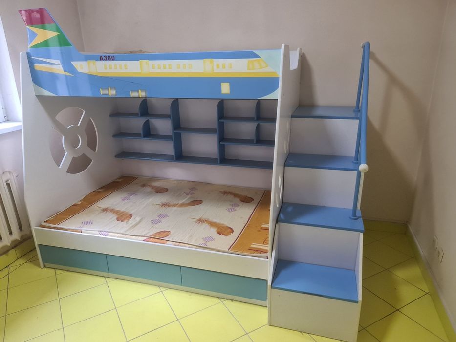 Десткая кровать двухъярусная самолёт
