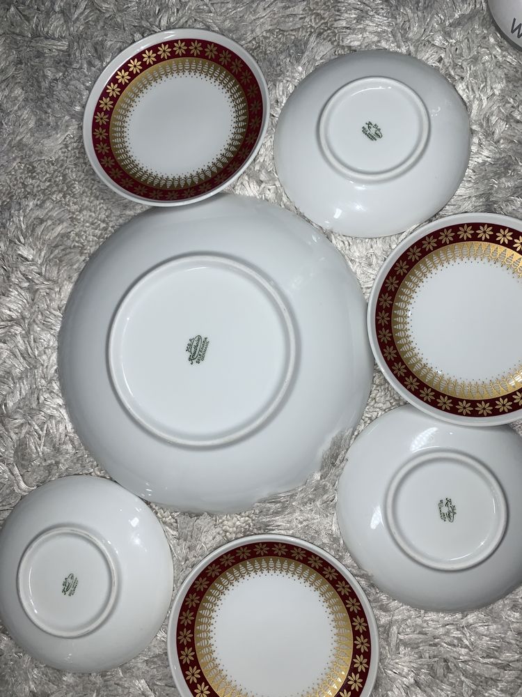 Set 6+1 farfurii desert portelan fin Krautheim Selb Bavaria Vintage 70