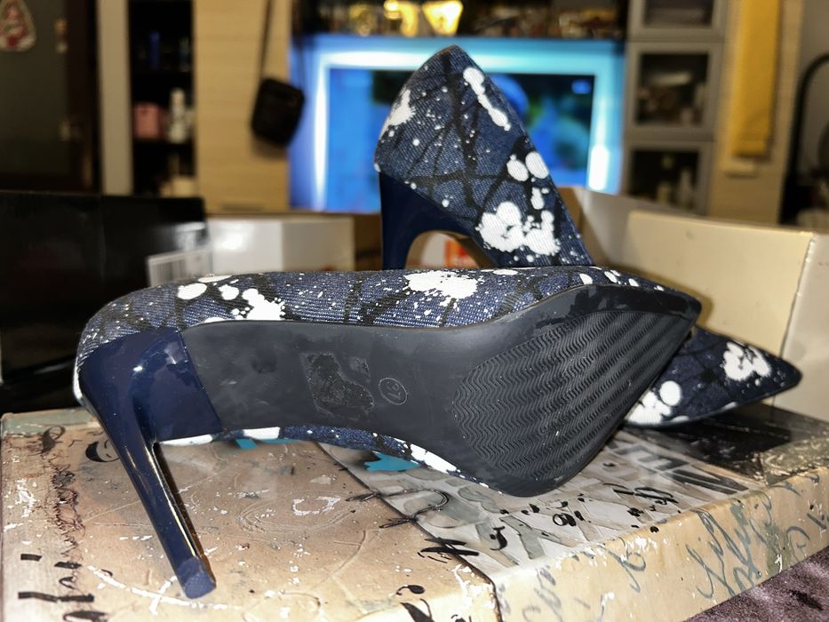 Pantofi damă blue denim and white