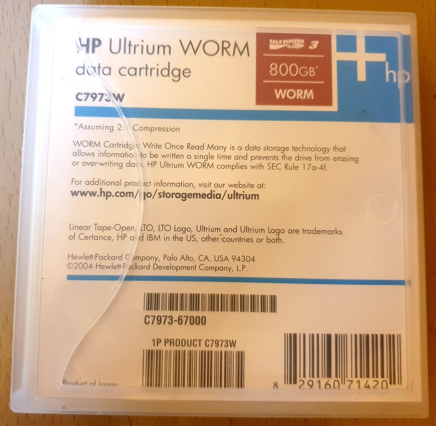 Memorie server magnetica HP LTO-3 Ultrium worm 800GB Re-writable