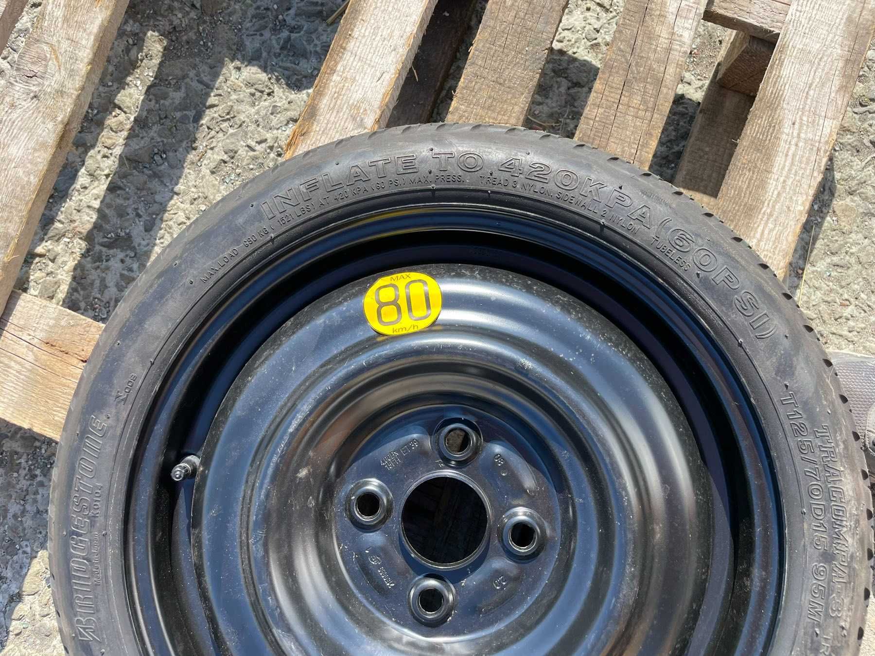 15 резервна джанта патерица 4х100 Toyota Yaris 125/70/15