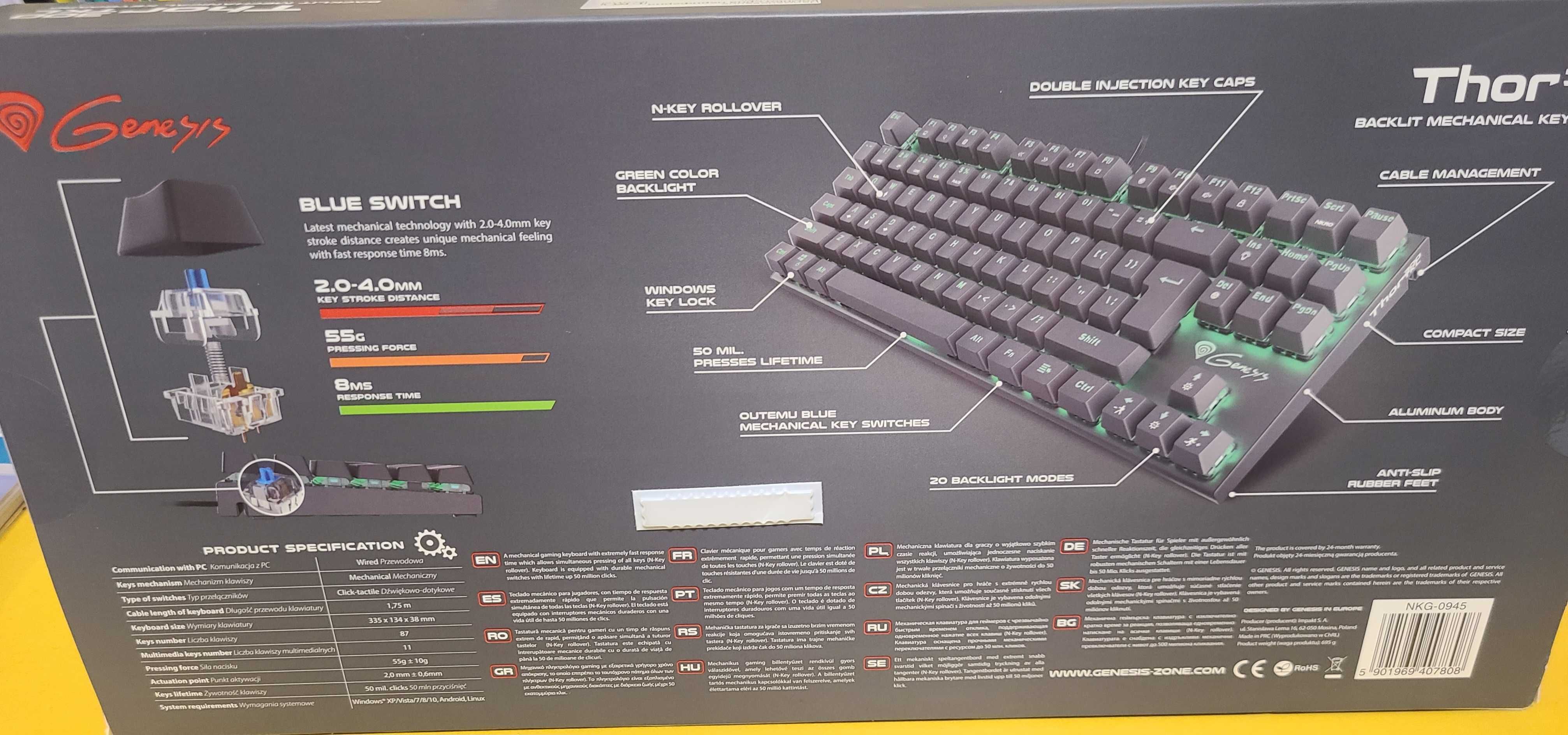 Геиминг клавиатура Genesis Thor 300 TKL