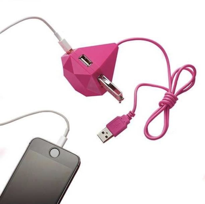 Port USB Hub, spliter cu 3 porturi USB, roz