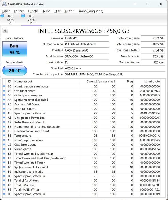 SSD 256GB Intel 545s Series 2.5" SATA III