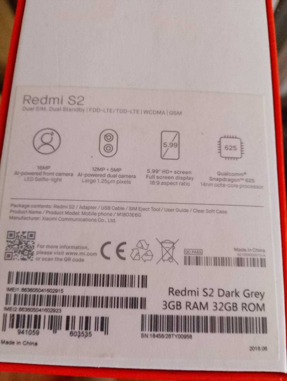 Телефон Xiaomi Redmi S2 (Redmi Y2).