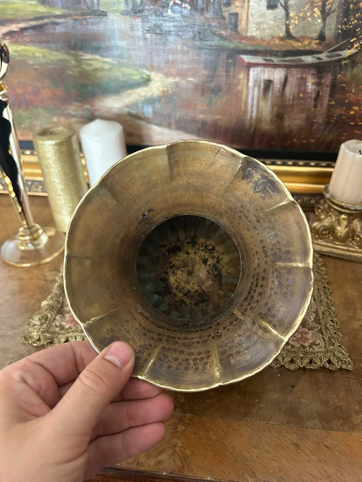 A167 Vaza mare de alama veche 500g 19cmh si 18 cm diametru