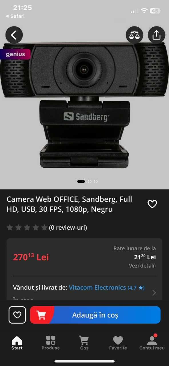 Camera Web Office Sandberg 1080p Noua Sigilata