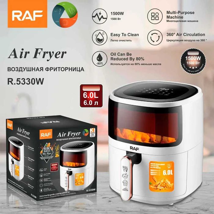 Air Fryer RAF 5330W 6L, 1500W, friteuza cu aer cald, alb