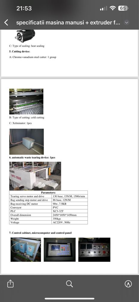 Linie  producție manuși unica folosință
