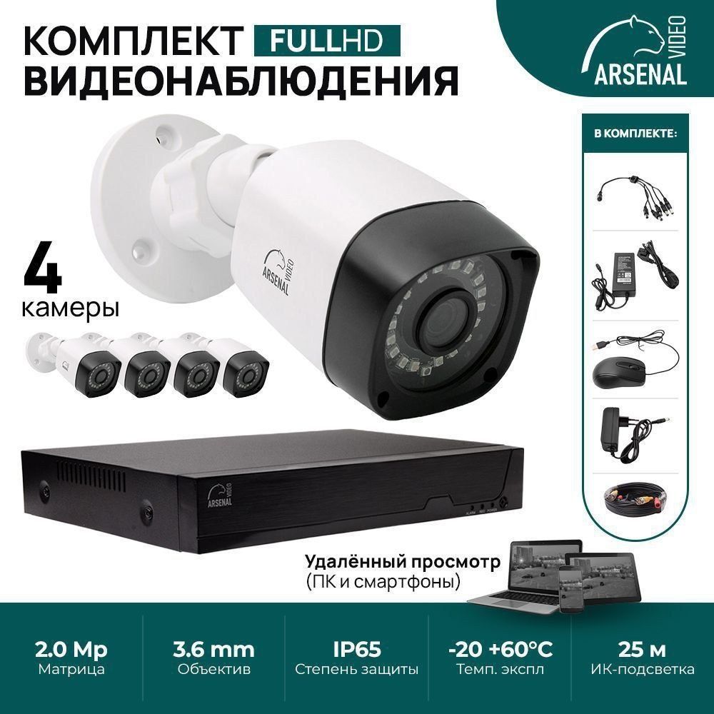 Акция  Видеонаблюдение  4 камера  2 MP