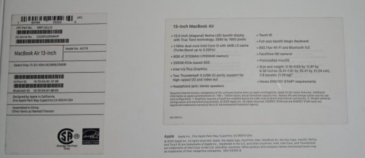 Macbook M1 air 13 "2020"