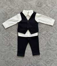 Costum elegant bebe băiețel 6-9 luni - set (cămașă, vestă, pantaloni)