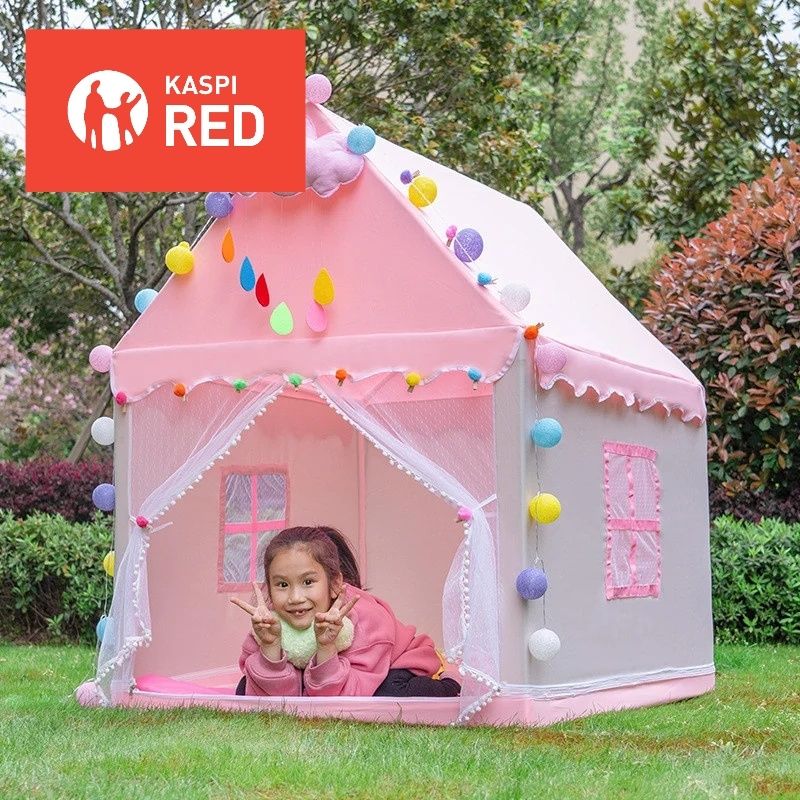 Детская палатка для девочек домик принцессы с герляндами