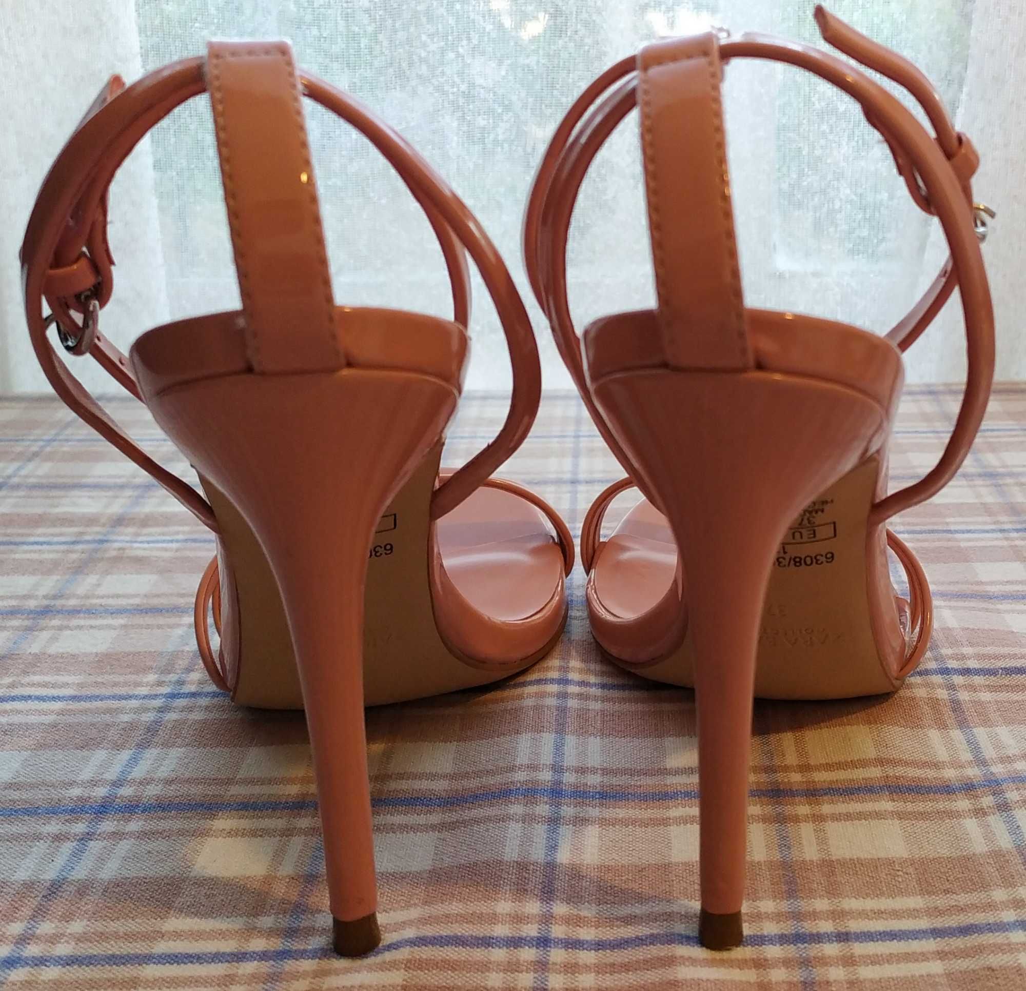 Розови сандали на високи токове с каишка - Zara (Зара) , 37-ми номер