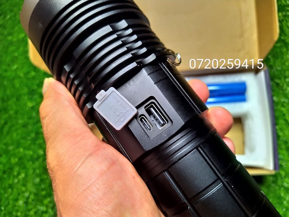 Lanternă Police de Mare Putere + TURBO AK138-1 LED PM60-TG, 8x18650