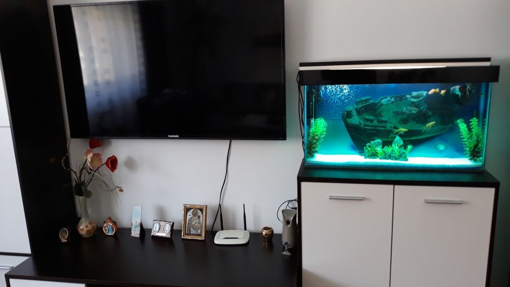 Vând acvariu 50 l cu pesti
