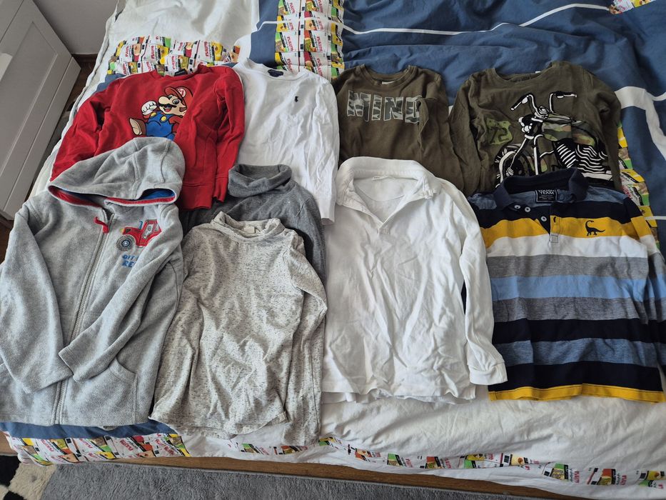 Set,lot haine mar 8 ani,134.pantaloni spiderman,tricouri adidas,bluze