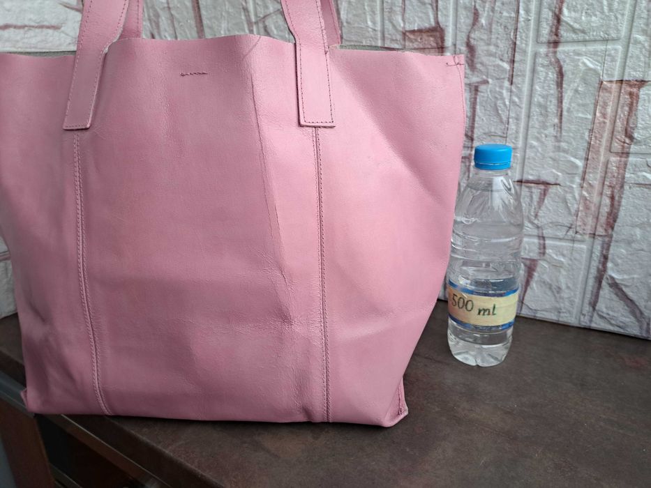 дамска чанта,розова кожена торба-естествена кожа