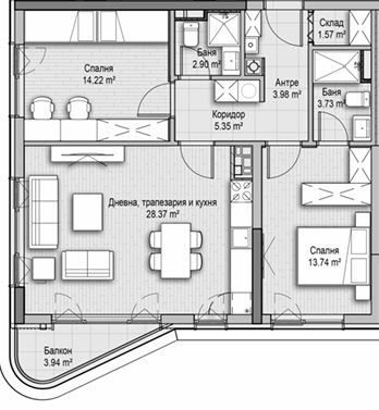 Тристаен апартамент в нова сграда! ж.к. Витоша!