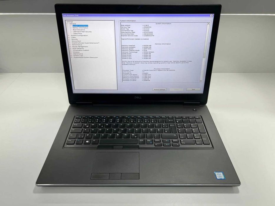 Laptop/Workstation Dell Precision 7740 i7-9850H 64GB RAM RTX 5000 16gb