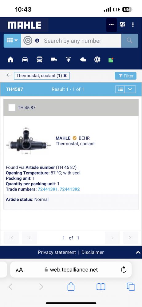 Termostat apa smarte forfour 1.5 diesel